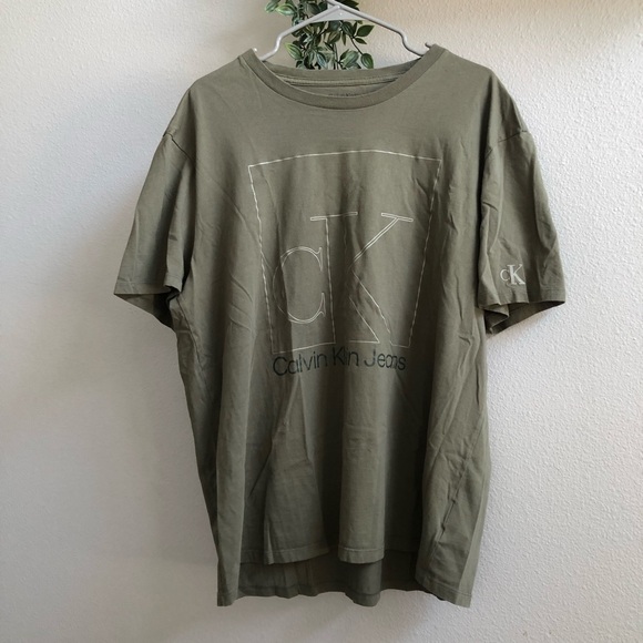 Calvin Klein Olive Green Graphic Tee T-Shirt XXL - Picture 1 of 9